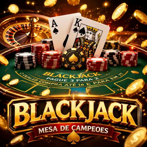 Mesa clássica de blackjack com sete assentos e crupiê ao vivo